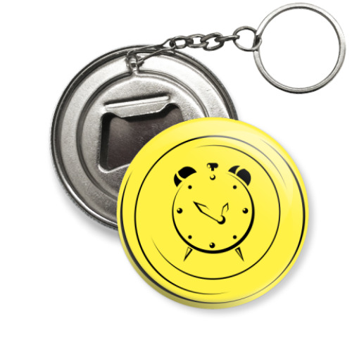 Брелок-открывашка с принтом Желтый будильник