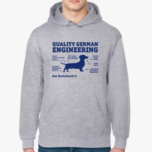 Толстовка худи с принтом Quality German Engineering Das Dachshund