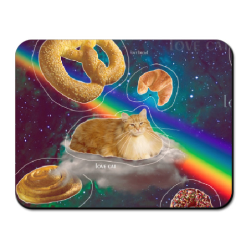 Коврик для мыши с принтом Космический кот на облаке
