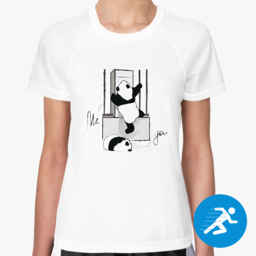 Женская спортивная футболка Climbing animals: Panda