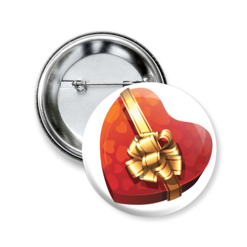 Значок 50мм с принтом Сердце