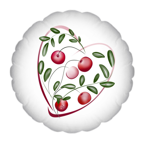 Подушка с принтом Клюквенное сердце