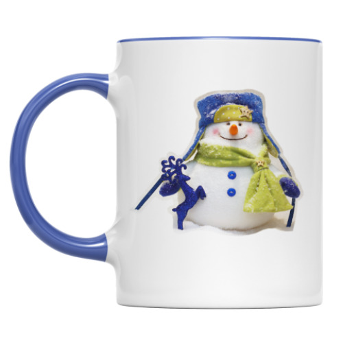 Кружка с принтом Добрый и пушистый снеговик