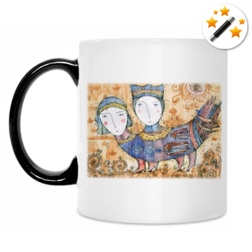 Кружка-хамелеон с принтом Мифическая Птица