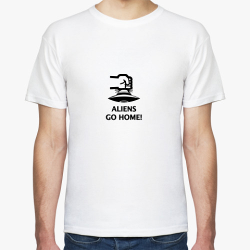 Футболка с принтом  Aliens Go Home!