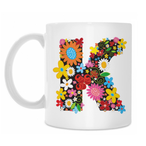 Кружка с принтом Инициалы - 'К'