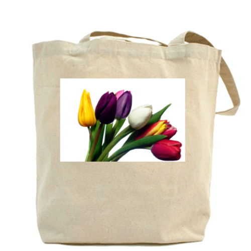 Сумка шоппер с принтом тюльпаны