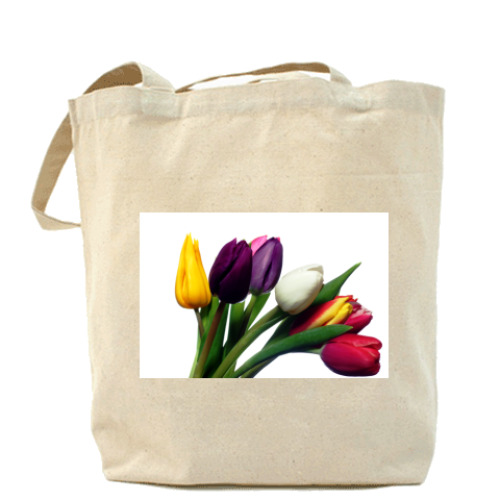 Сумка шоппер с принтом тюльпаны