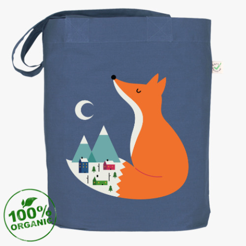 Сумка шоппер с принтом Зимний лис