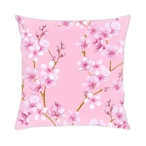 Подушка с принтом Весенняя сакура цветущая вишня маленькие цветы