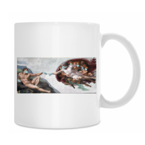 Кружка с принтом СОТВОРЕНИЕ АДАМА / КОРОНАВИРУС