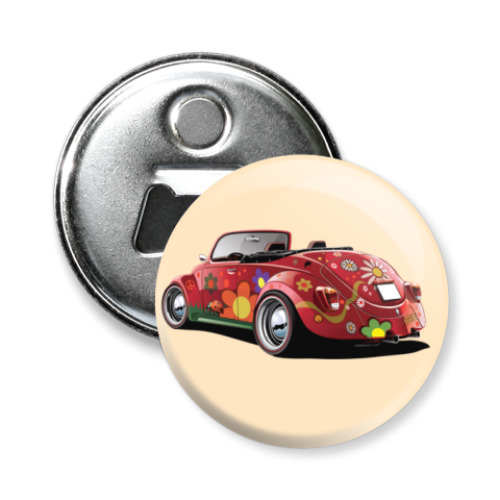 Магнит-открывашка с принтом Жук хиппи