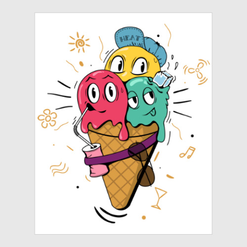 Постер Смешные шарики мороженного