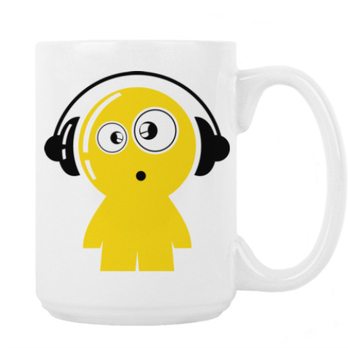 Кружка с принтом Чудик с наушниками