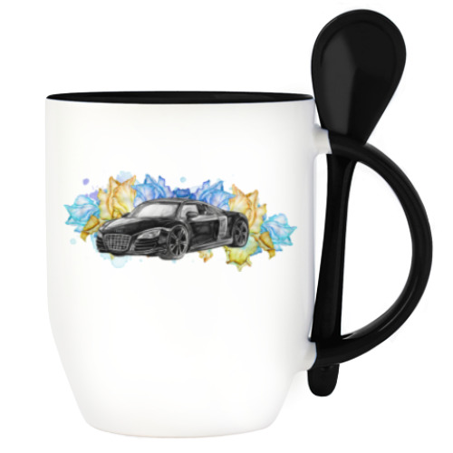 Кружка с ложкой с принтом С Днем Рождения!!!