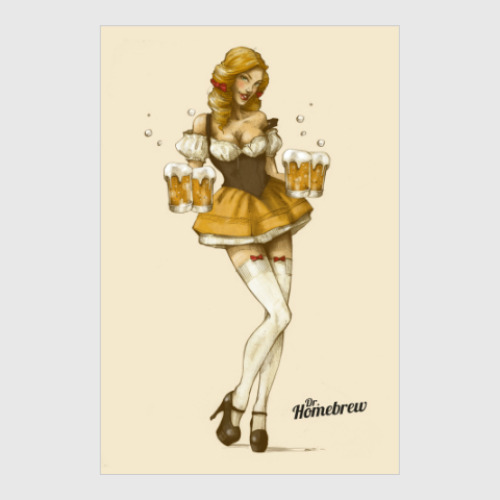 Постер Девушка с пивом