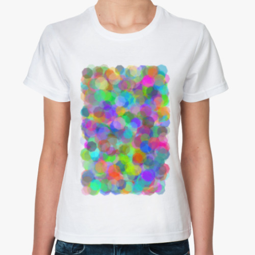 Классическая футболка с принтом Яркие стразы-октагоны