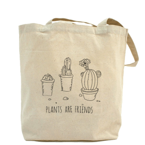 Сумка шоппер с принтом Plants are friends