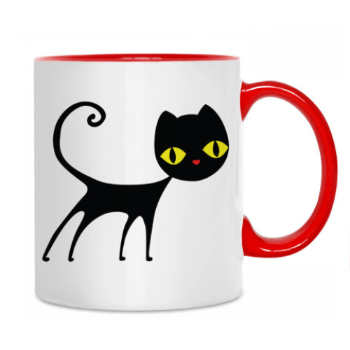 Кружка с принтом Черный кот