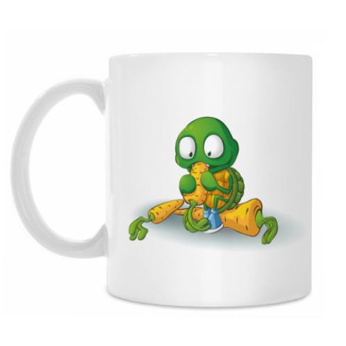 Кружка с принтом Добрый Черепашонок с морковкой