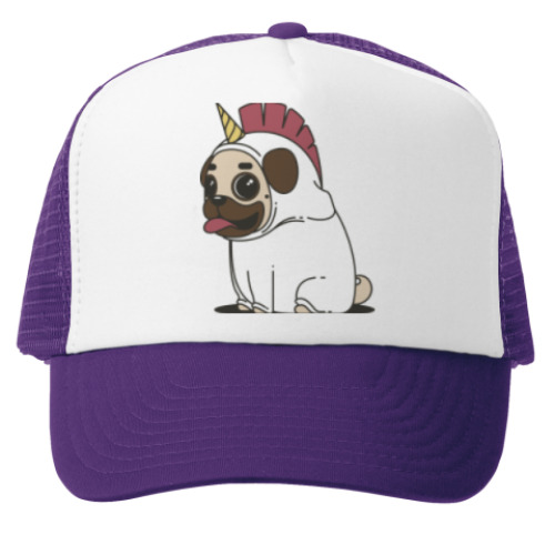 Кепка-тракер с принтом Мопс-единорог