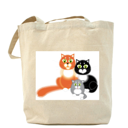 Сумка шоппер с принтом Кошачья семья