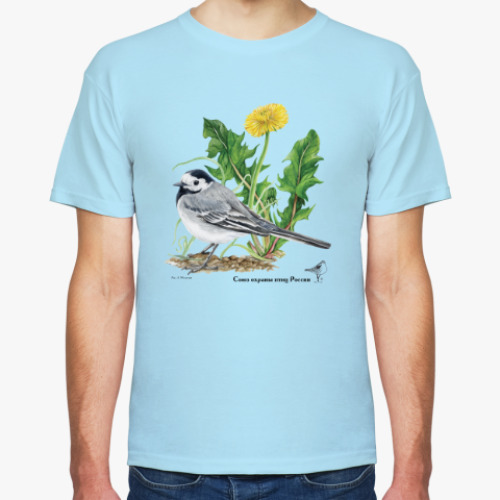 Футболка Белая трясогузка и одуванчик