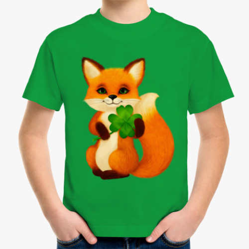 Детская футболка с принтом Пушистый лисенок