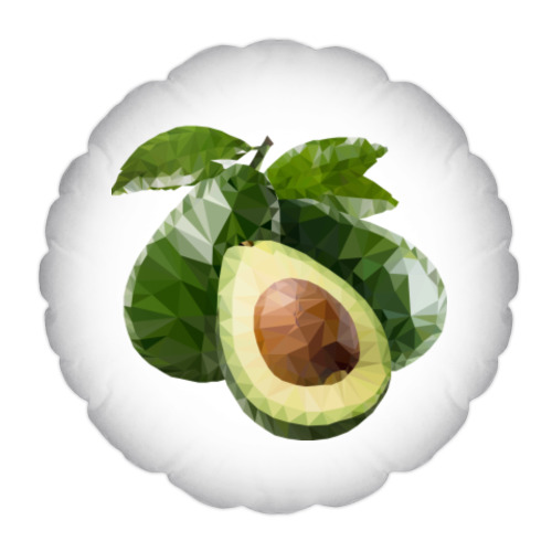 Подушка с принтом Avocado. LOW POLY.