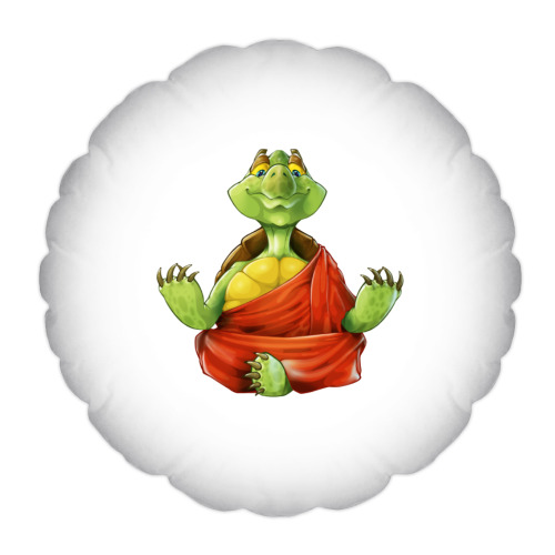 Подушка с принтом Черепаха на медитации