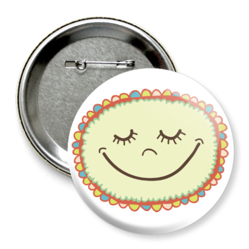 Значок 75мм с принтом Круглое, радостное!