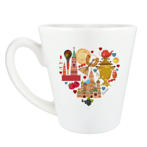 Чашка Латте с принтом I Love Russia