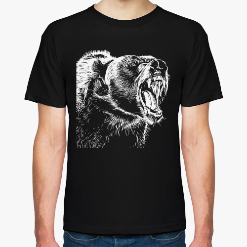 Футболка с принтом Звериный оскал, пасть медведя, хищник