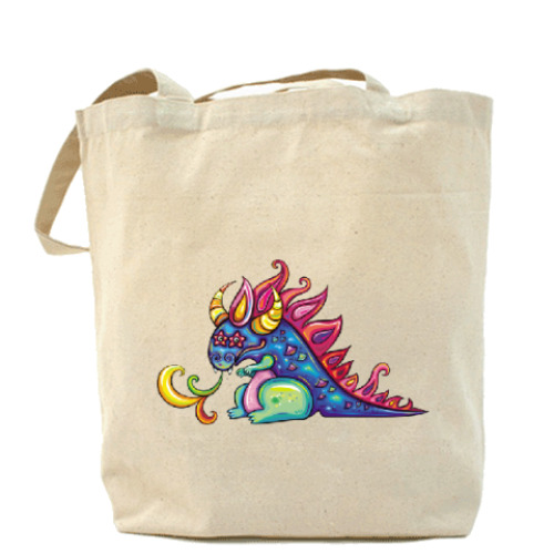 Сумка шоппер с принтом Цветной дракон