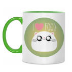Двухцветная кружка Я люблю еду I love food