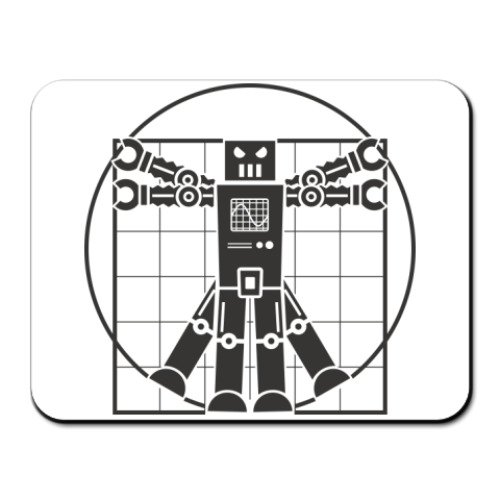 Коврик для мыши с принтом Витрувианский робот