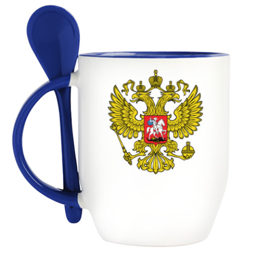 Кружка с ложкой Герб Российской Федерации
