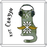 Кот связист в наушниках