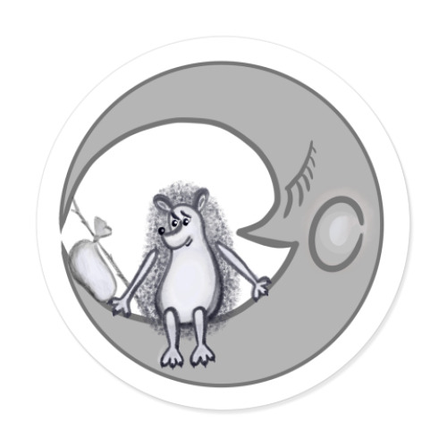 Виниловые наклейки с принтом Ежик на луне