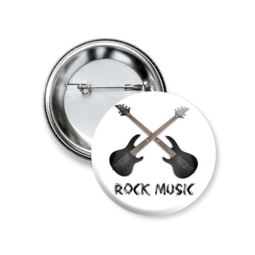 Значок 37мм с принтом  Rock Music