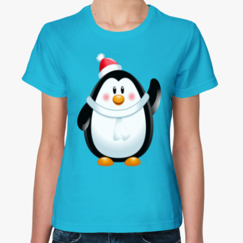 Женская футболка Новогодний Пингвин