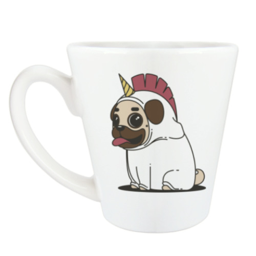 Чашка Латте с принтом Мопс-единорог