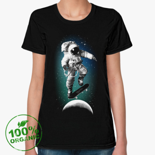 Женская футболка из органик-хлопка Astronaut on skateboard