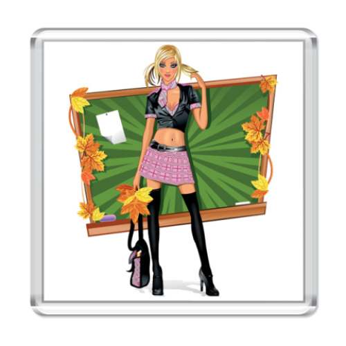 Магнит с принтом Студентка, Школьница