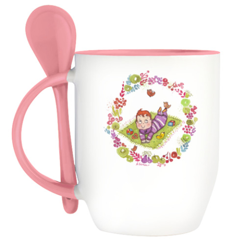 Кружка с ложкой Счастливый малыш