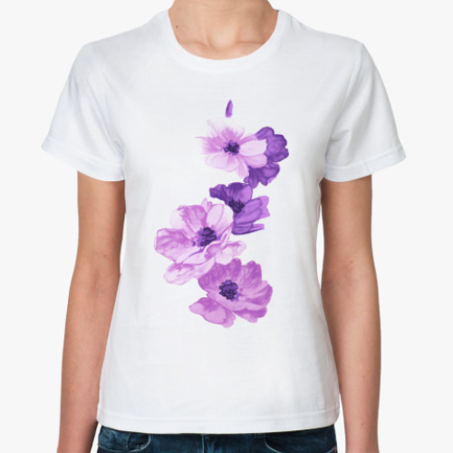 Классическая футболка с принтом цветы
