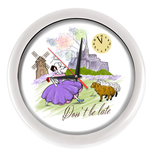 Настенные часы с принтом DON'T BE LATE