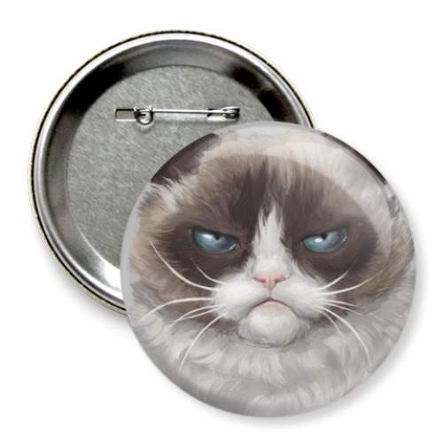 Значок 75мм Grumpy Cat / Сердитый Кот