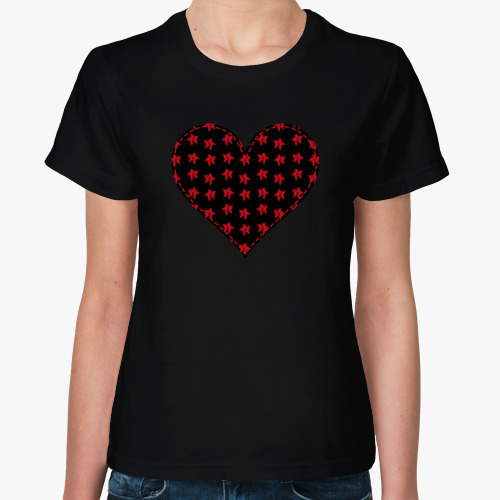 Женская футболка Сердце с гранжевыми звездами
