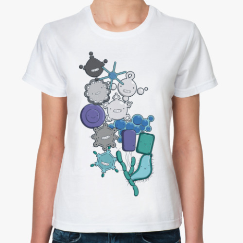 Классическая футболка с принтом Бактерии